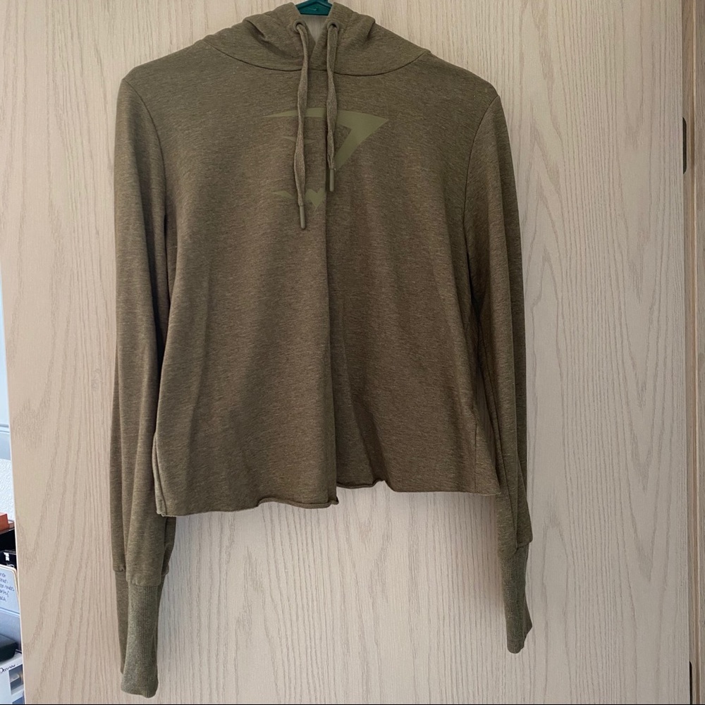 GymShark Khaki Crop Hoodie